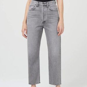 Agolde  90's Crop Mid Rise Loose Fit Jeans in Trip Dark Grey Wash